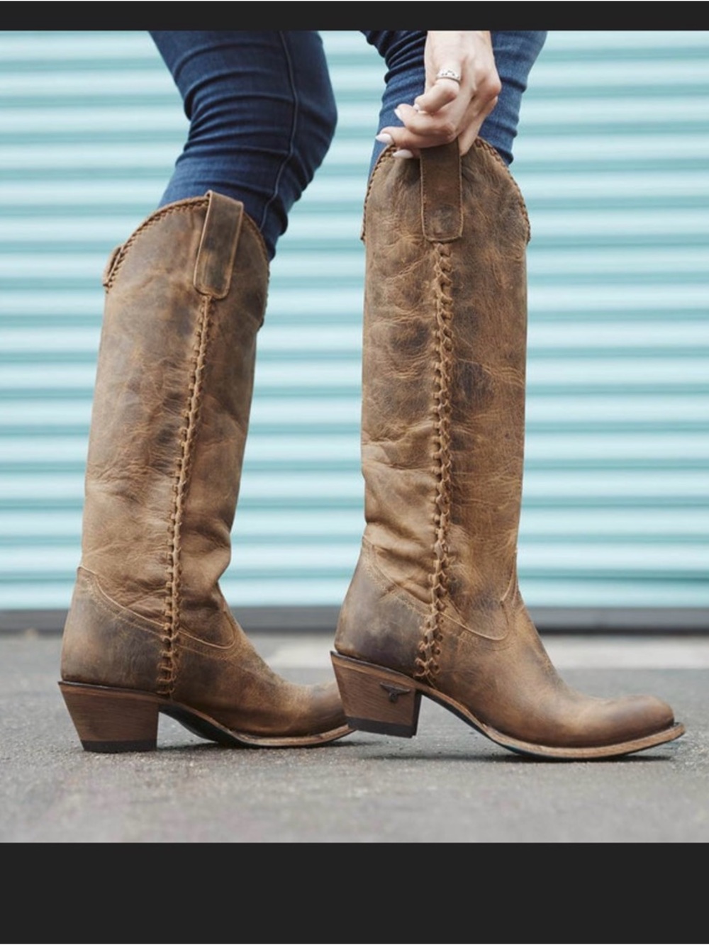 Women’s Tall Distressed Brown Leather Heeled Boots